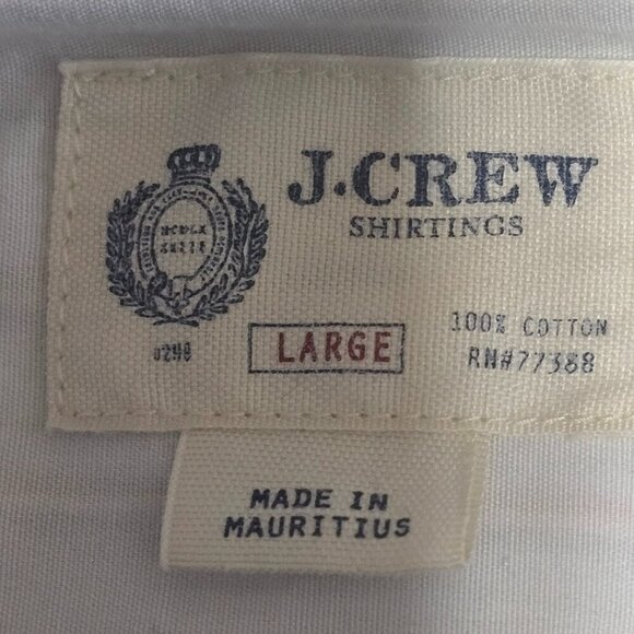 J. CREW MENS BUTTON DOWN LONG SLEEVE SHIRT BLUE STRIPED WHITE CUFF SIZE LARGE - Picture 4 of 7